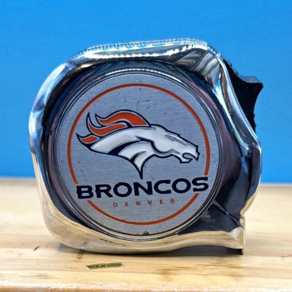 Denver Broncos Logo 25 ft metal Retractable Measuring Tape SAE Silver Belt Clip